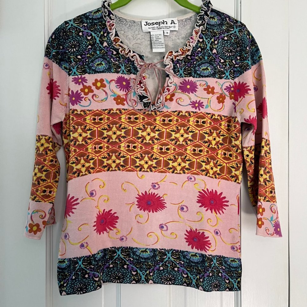 Joseph A. Knit top with suede ties